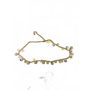 Vintage Kenneth Lane Chain Necklace with Blue Beads and Gold Discs